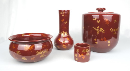 栗山園オンライン通販部 / 【出物】 陶漆白檀塗花鳥蒔絵皆具