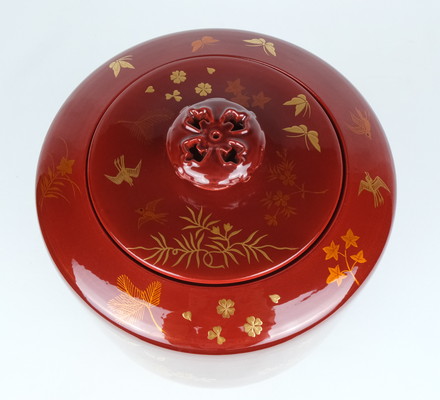 遠州好 朱金棗 菊蒔絵入 三代 前端春斎(造) 小堀宗通箱書 | 古
