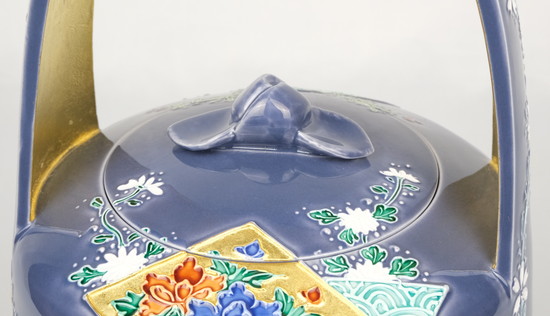 栗山園オンライン通販部 / 【出物】 紺紫交趾切紙草花水指 中村翠嵐