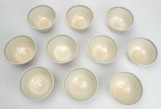 C09749 手塚充 仁清写菊花文 茶碗 238g：真作（栗山園