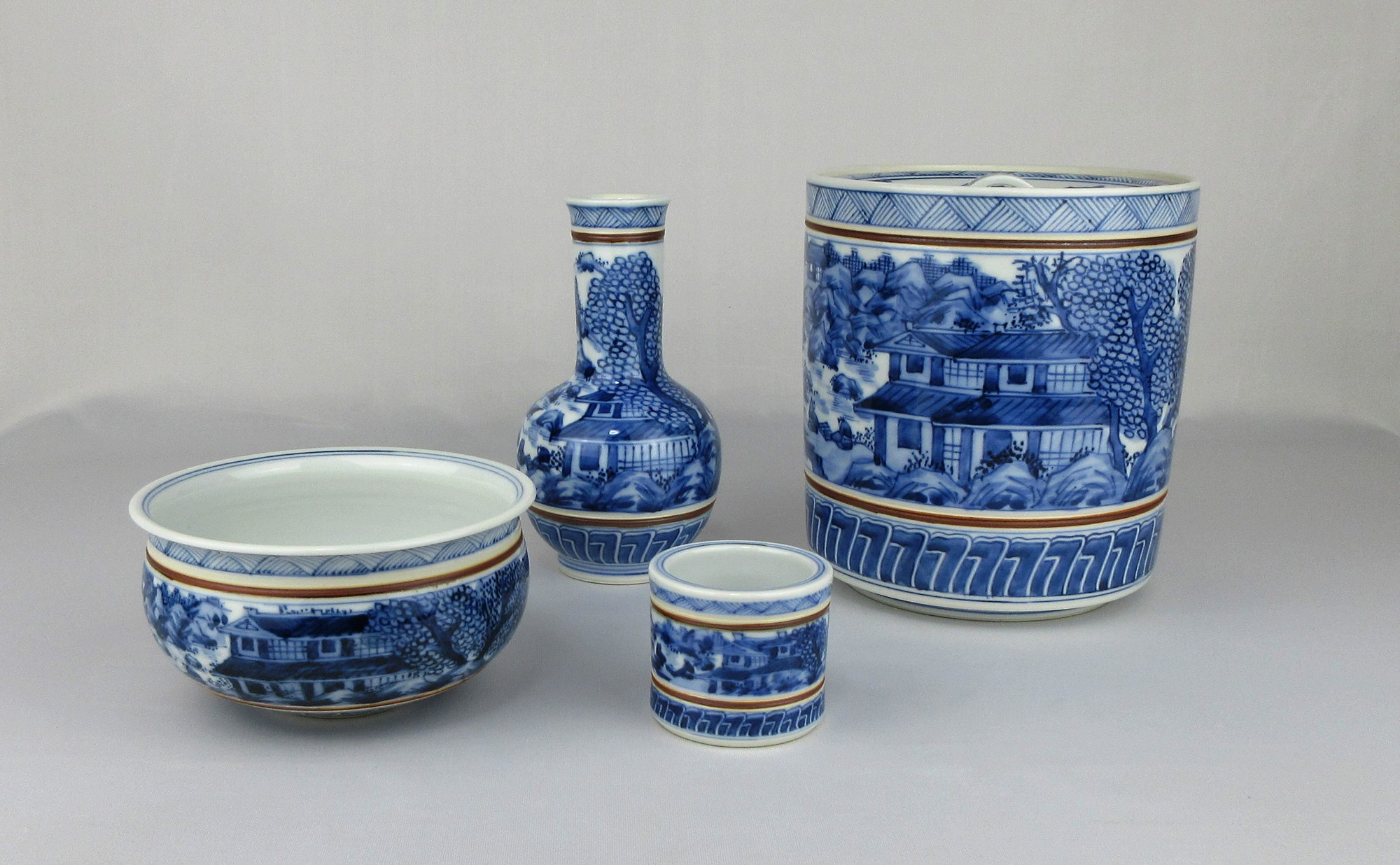栗山園オンライン通販部 / 【出物】 染付山水絵皆具 西村徳泉