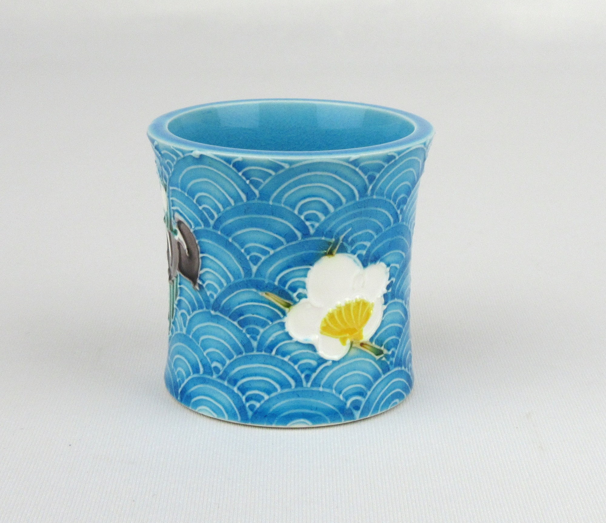 栗山園オンライン通販部 / 【出物】 浅黄交趾青海波草花皆具 翠嵐窯