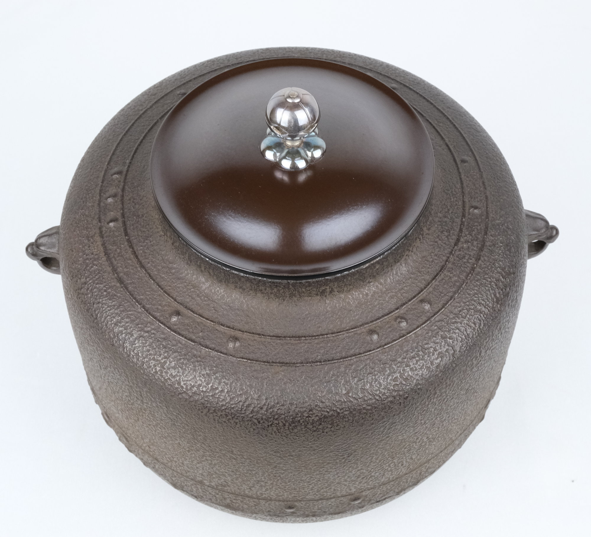 茶道具 釜師 角谷莎村作 万代屋釜 鉄釜 共布共箱 M