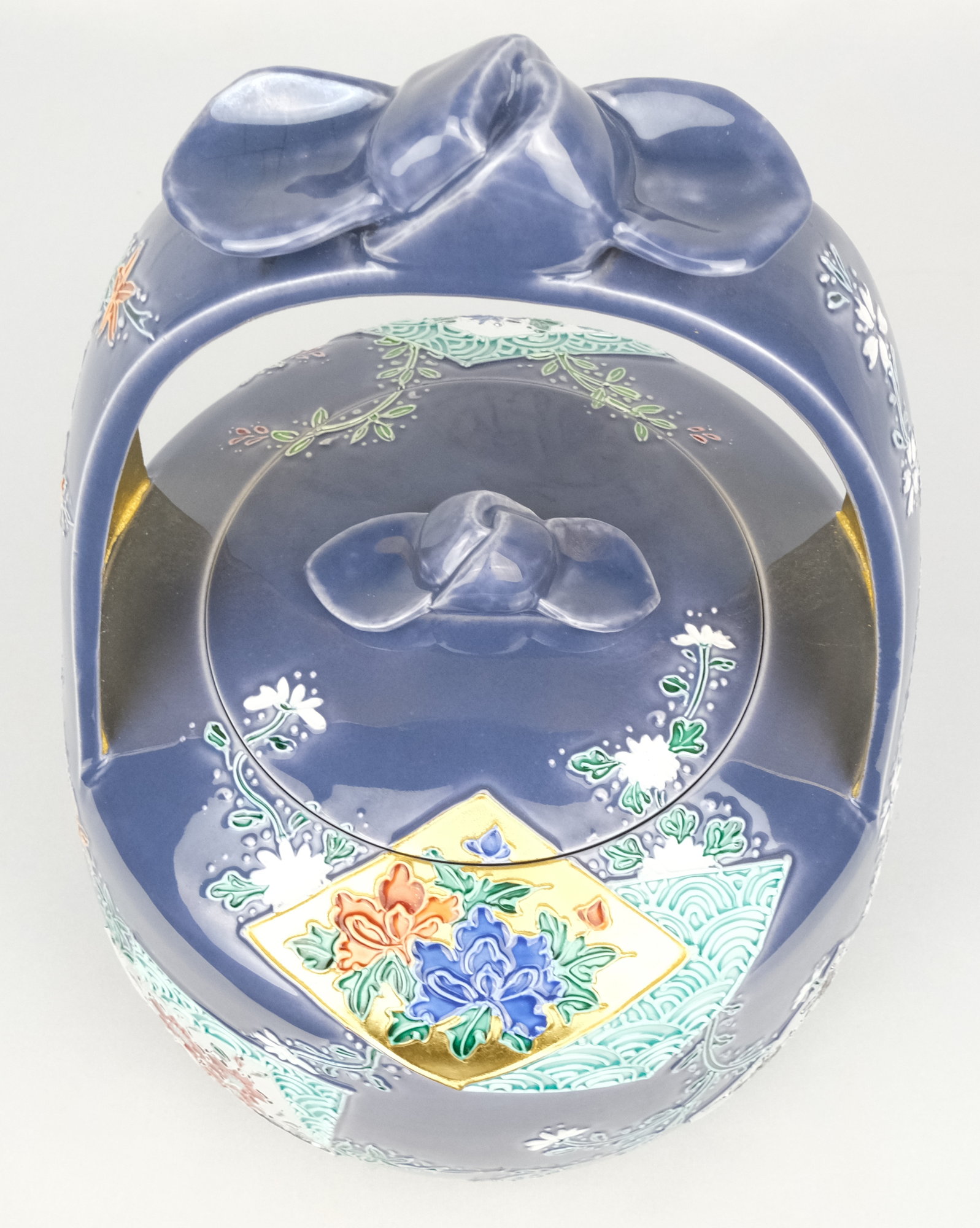 栗山園オンライン通販部 / 【出物】 紺紫交趾切紙草花水指 中村翠嵐
