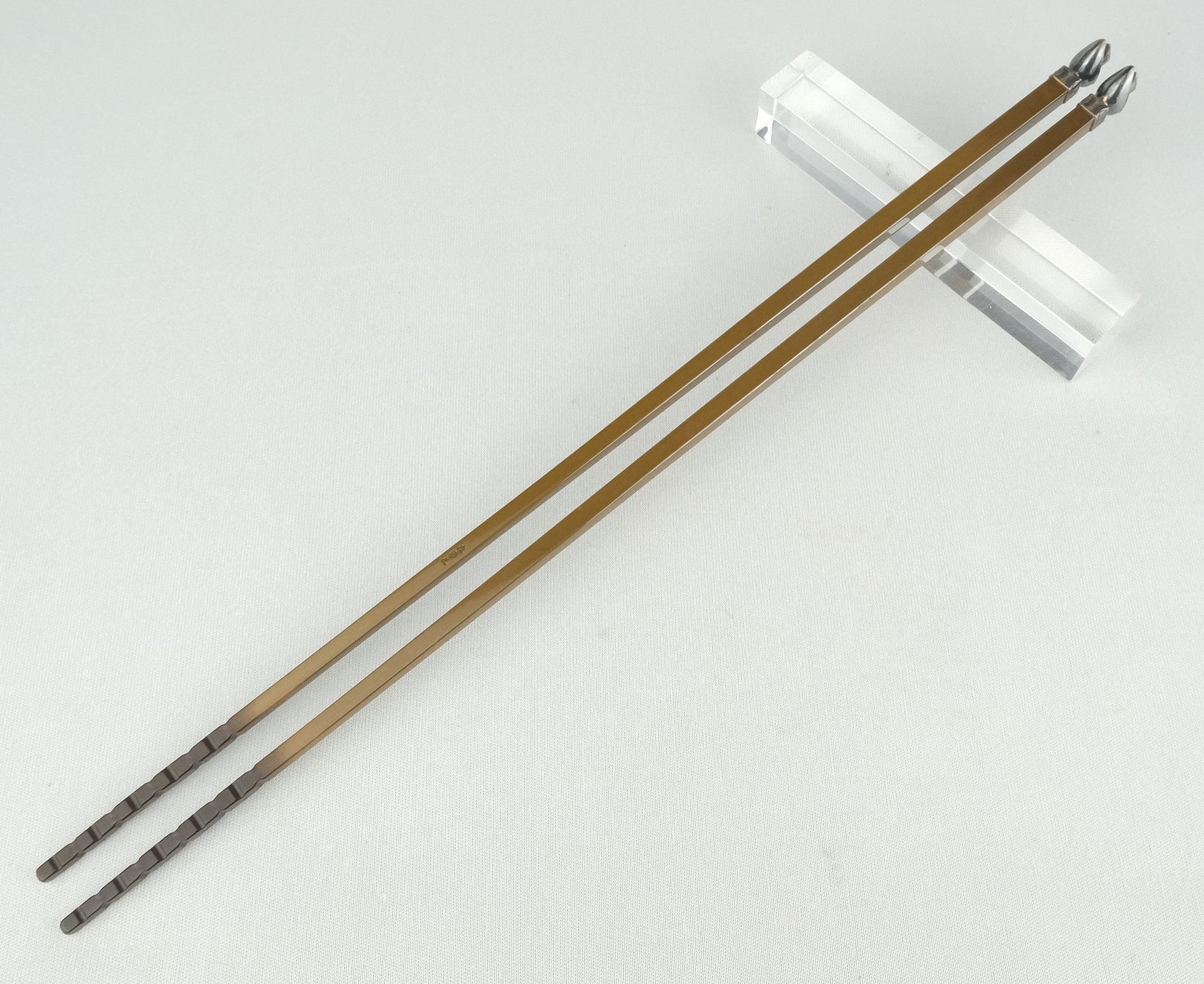 茶道具 内藤四郎作 古鉄 火箸 二種二組 共箱 C 7511