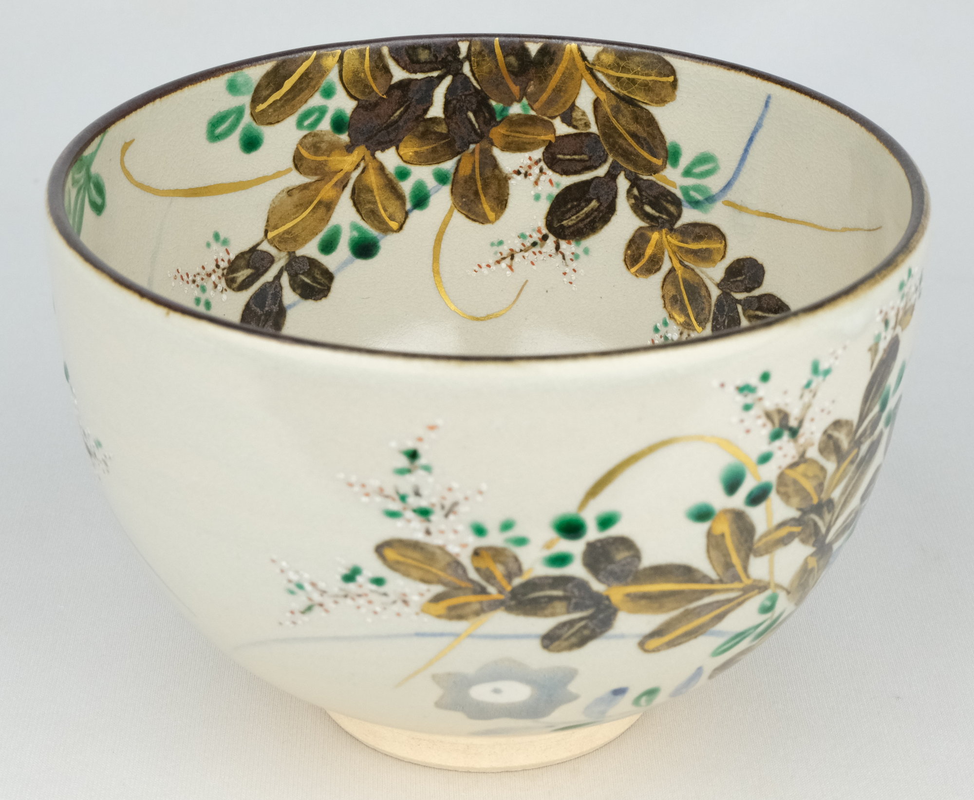 chica　京焼　六代　高橋道八作 桜模様　絵茶碗　時代箱　C　6760 chica 京焼 六代 高橋道八作 桜模様 絵茶碗 時代箱 C