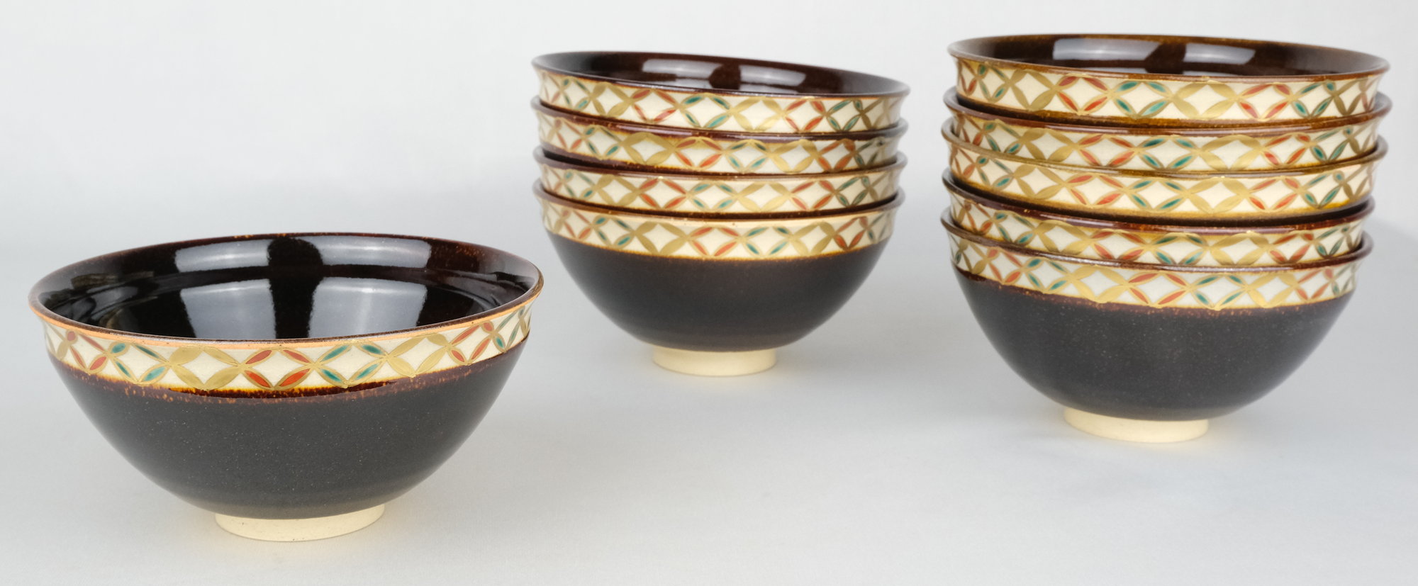 栗山園オンライン通販部 / 【出物】 天目色絵七宝画数茶碗 10個